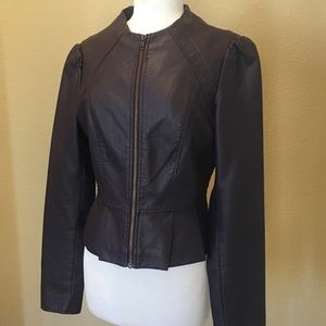 Deep plum faux leather jacket by Elle